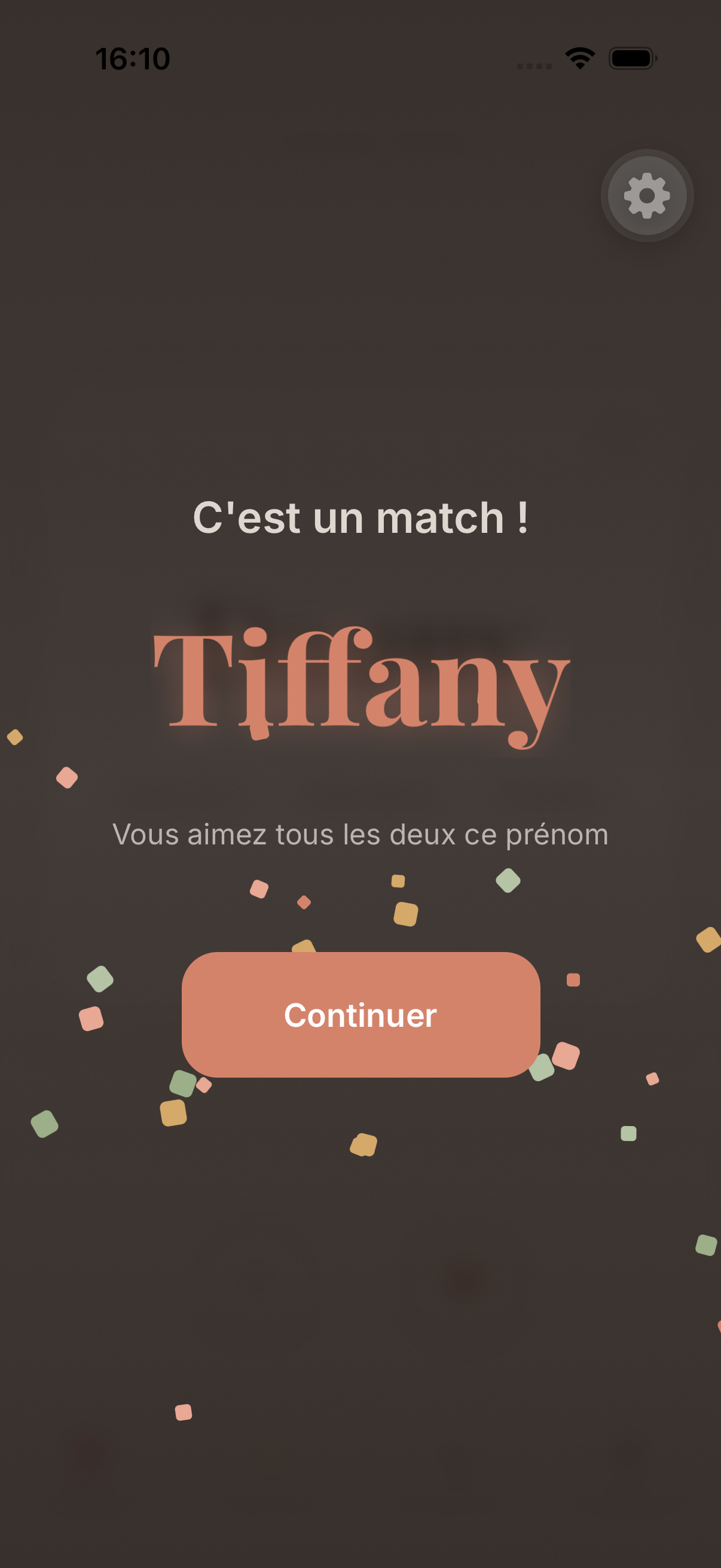 Dans Namie, l’écran célèbre un match : les deux partenaires aiment le prénom Tiffany.